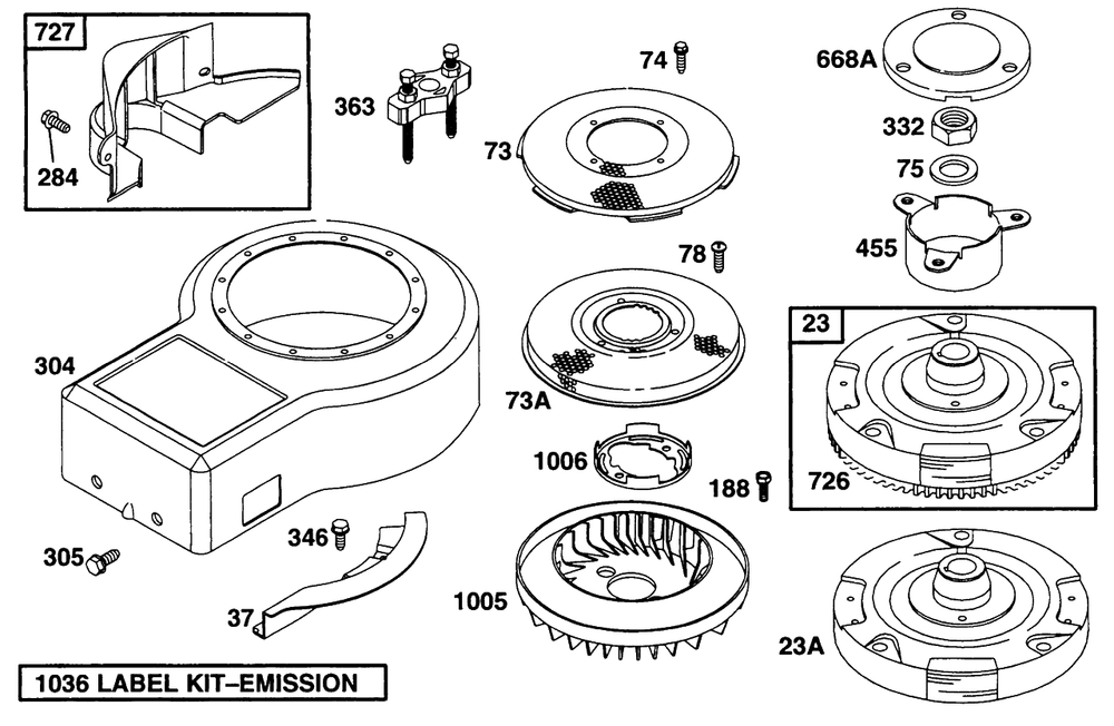 Blower Hsg,flywheels,screens Diagram and Parts List for 28A707-0526-XX  Briggs and Stratton Engine